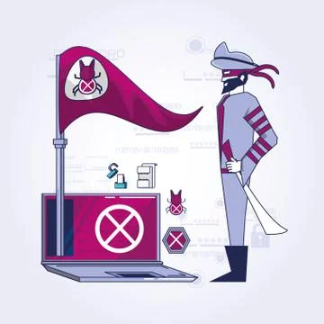 Data security technology set icons Illustrazione stock