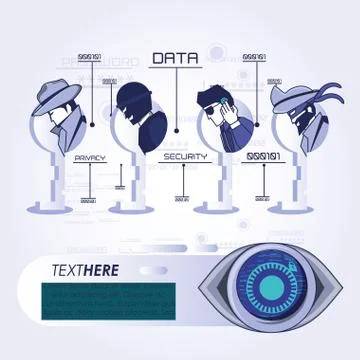 Data security technology set icons Illustrazione stock