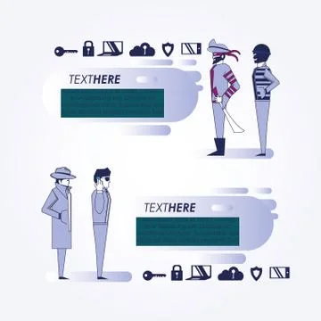 Data security technology set icons Stock Illustration