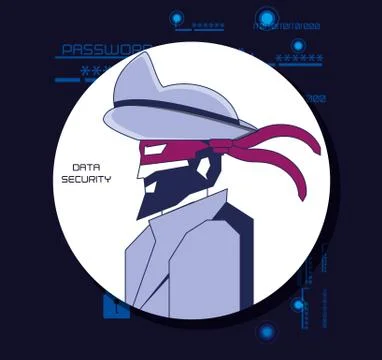 Data security technology with thief Stock Illustration