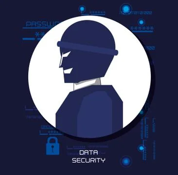 Data security technology with thief Stock Illustration