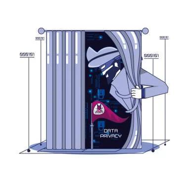 Data security technology with thief Stock Illustration