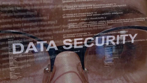 Data Security text on background of female developer Stock Footage 107123942