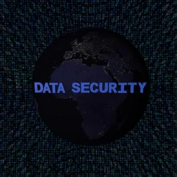 Data Security text with earth by night and blue hex code illustration - eleme Illustrazione stock