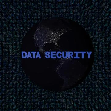 Data Security text with earth by night and blue hex code illustration - eleme Stock Illustration