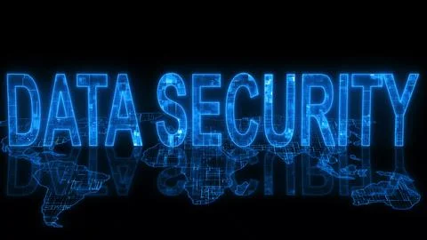 Data security text technology earth map glowing イラスト素材