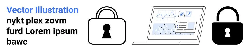 Data Security through Secure Devices and Encryption Software in Digital Com.. Illustrazione stock