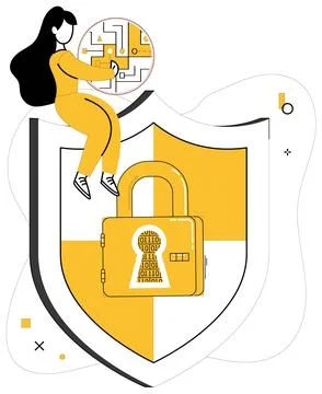 Data security. Trust is built through robust data protection, safeguarding .. Stock Illustration