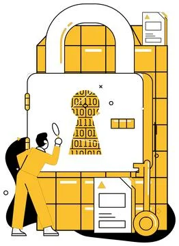 Data security. Trust flourishes when data protection is guiding principle i.. Stock Illustration