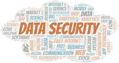 Data Security vector word cloud, made with text only. Stockillustratie