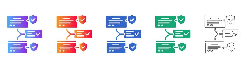 Data Security Verification Flowchart Icons Stockillustratie