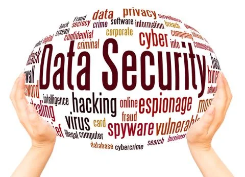 Data Security word cloud hand sphere concept Illustrazione stock