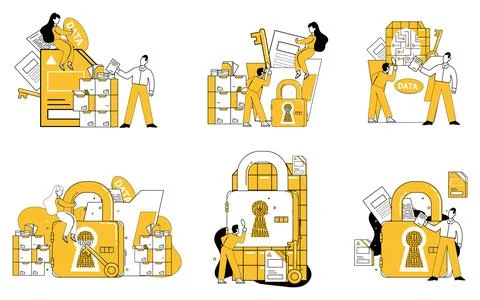 Data security. In world technology, data protection is guardian business ethics イラスト素材