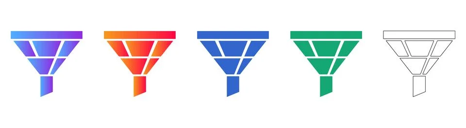 Data Segmentation Funnel Icons 库存插图
