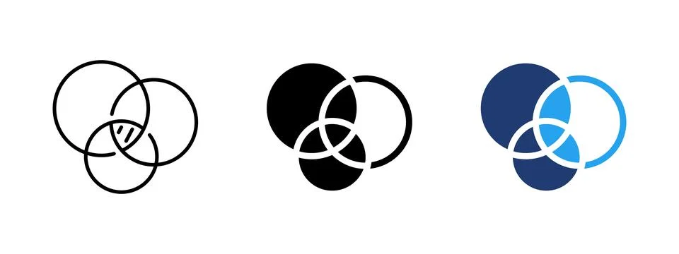 Data segmentation icon with overlapping circles. Visual diagram for audienc.. イラスト素材