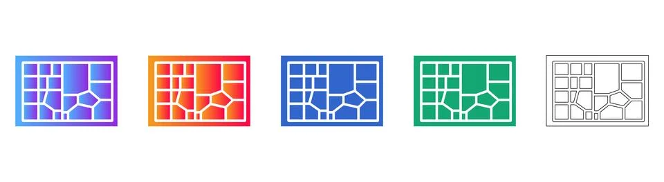 Data Segmentation Treemap Icon Set Stock Illustration