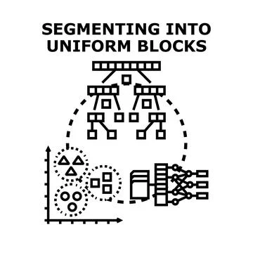 Data segmentation into uniform blocks concept 库存插图