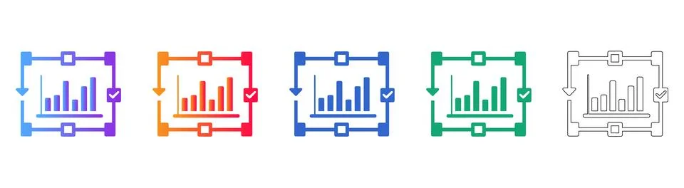 Data Selection and Analysis Icon Set 스톡 일러스트