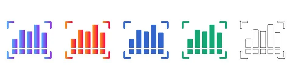 Data Selection Frame Icons Set 스톡 일러스트