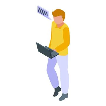 Data seo worker icon isometric vector. Digital engine Stock Illustration