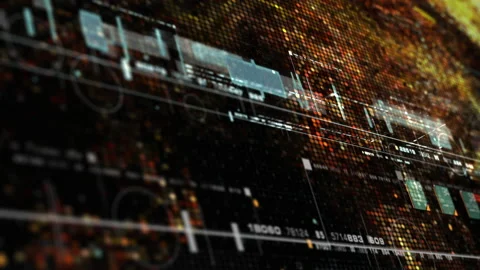 Data Sequence Simulation HUD Video stock 136906798
