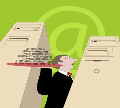 The Data Server 2004 Linda Braucht (20th C. American) Computer graphics Stock Illustration