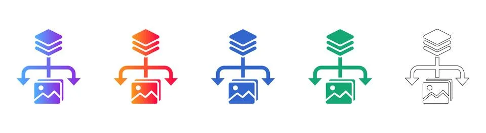 Data Server and Image Flow Icons Stock Illustration