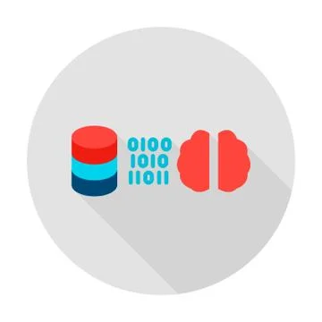 Data Server Brain Circle Icon 스톡 일러스트