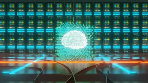 Data server center with AI learning concept 스톡 동영상 128041356