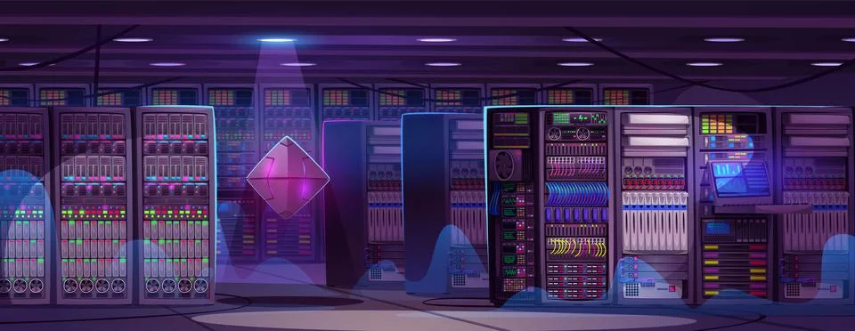 Data server center and cloud storage room interior Stockillustratie