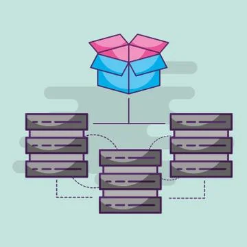 Data server center hosting connection storage 스톡 일러스트