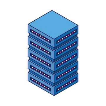 Data server center icon, flat design Stock Illustration
