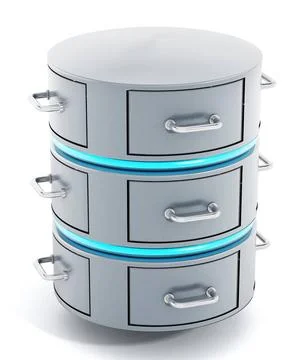 Data server with closed file racks. 3D illustration Data server with close... Stock Photos