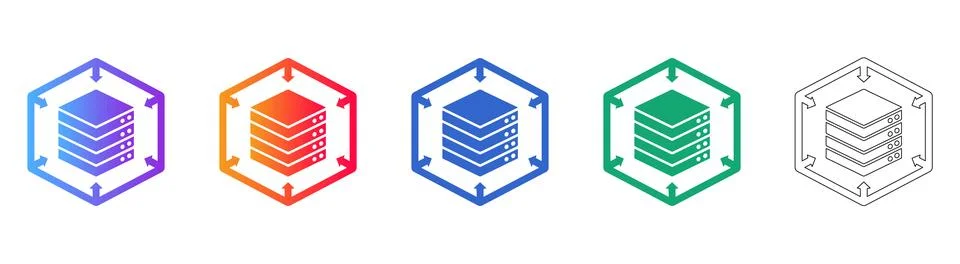 Data Server Cluster and Scalability Icons Stock Illustration
