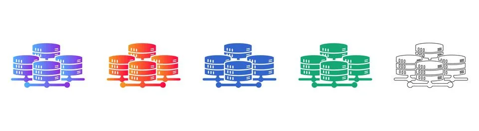 Data Server Cluster Icons イラスト素材