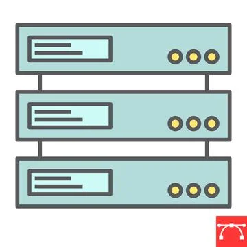Data server color line icon Stock Illustration