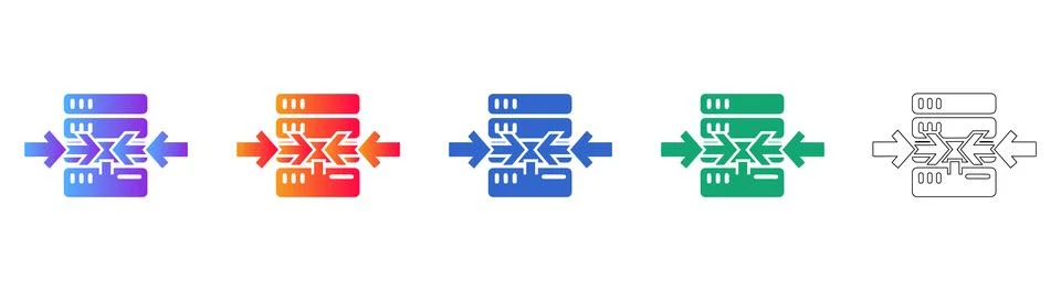 Data Server Compression Icons 스톡 일러스트