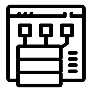 Data server connecting to website interface with content management system Illustrazione stock