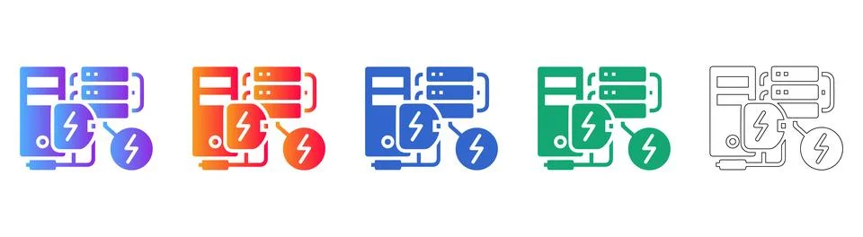 Data Server Energy Efficiency Icons Stockillustratie
