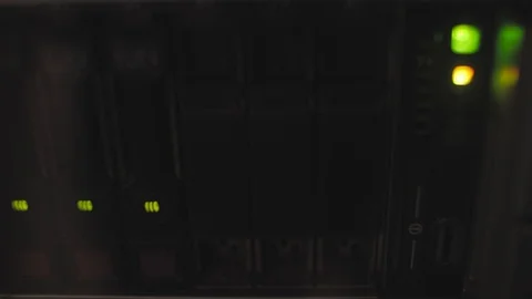 Data Server With Hard Drives in a Data center  Led Lamps Flashes Video stock 116157556