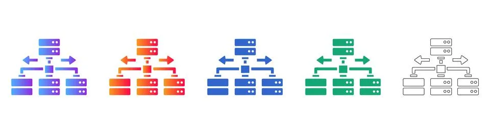 Data Server Hierarchy Network Icons Stock Illustration
