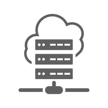 Data server, hosting storage icon. Gray vector graphics. Stock Illustration
