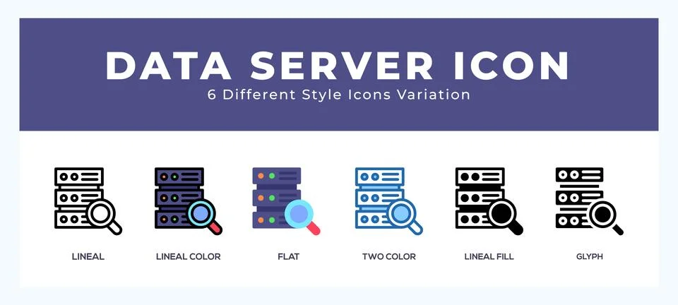 Data server icon in filled. thin line. outline stroke and flat style. Stock Illustration
