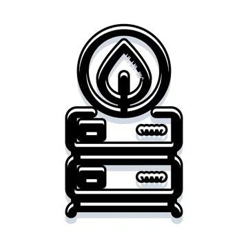 Data server icon with green energy leaf symbol Stock Illustration