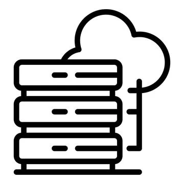 Data server icon, outline style Illustrazione stock