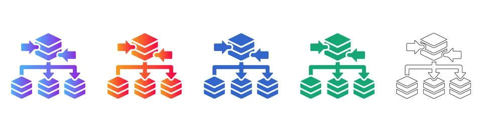 Data Server Ingestion Flow Icon Set Stockillustratie