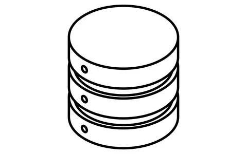 Data server isometric line icon with stacked cylindrical shape representing.. Stock Illustration
