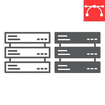 Data server line and glyph icon Illustrazione stock