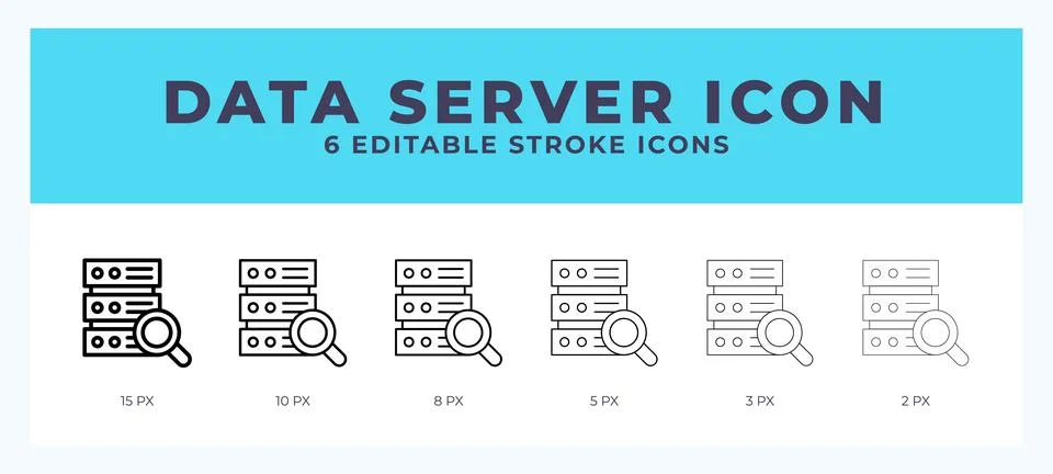 Data server lineal icon symbol vector. Black outline for web. App. Presenta.. Stock Illustration