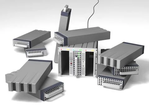 Data server with lots of hard-disks Stock Illustration